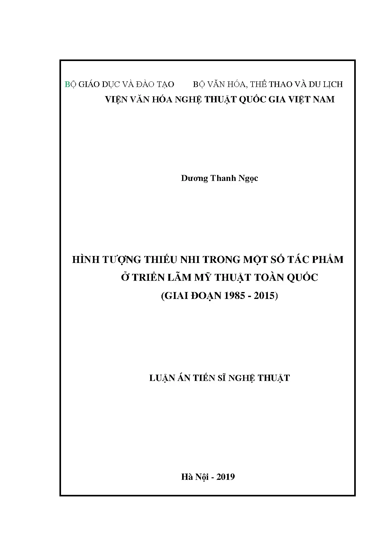Luận án tiến sĩ hình tượng thiếu nhi trong triển lãm mỹ thuật 1985-2015