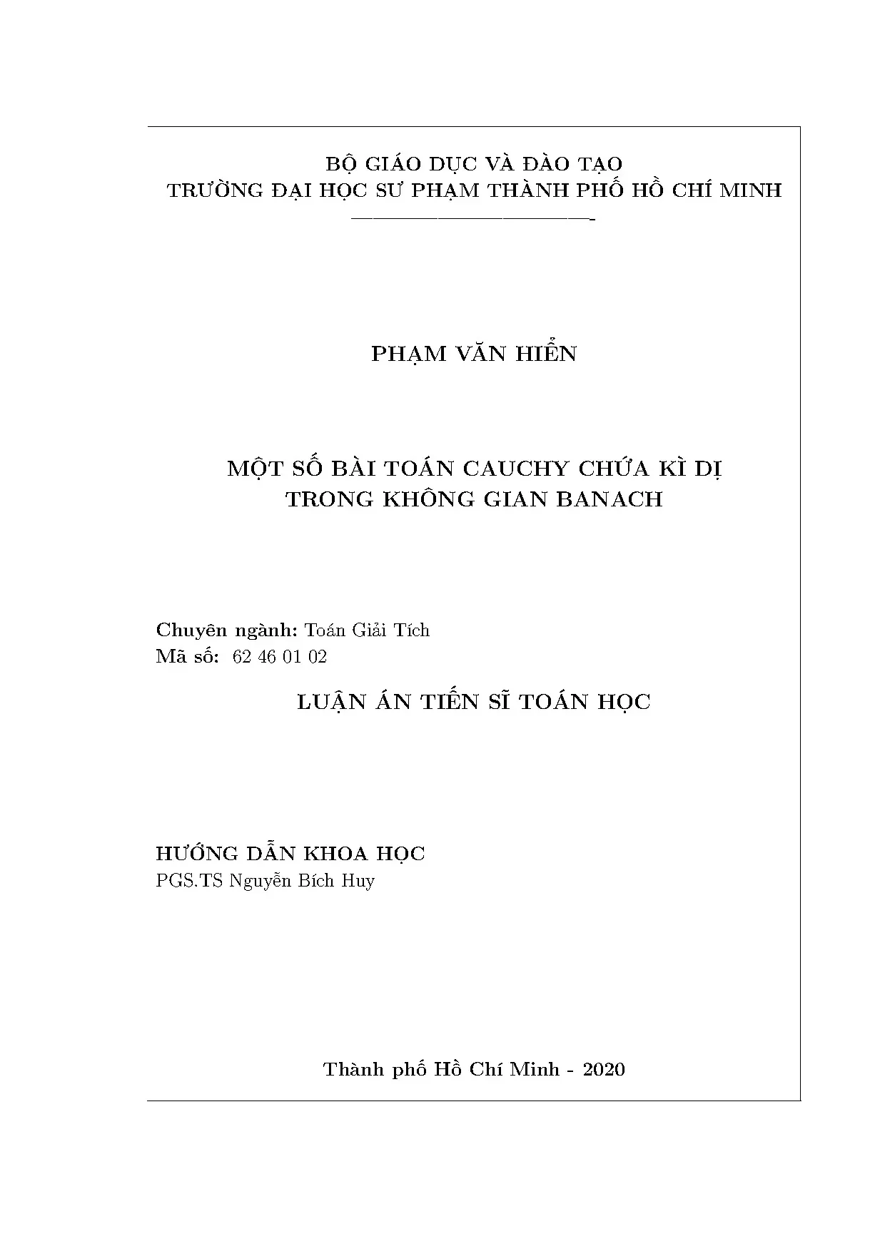 Luận án tiến sĩ bài toán Cauchy kì dị trong không gian Banach