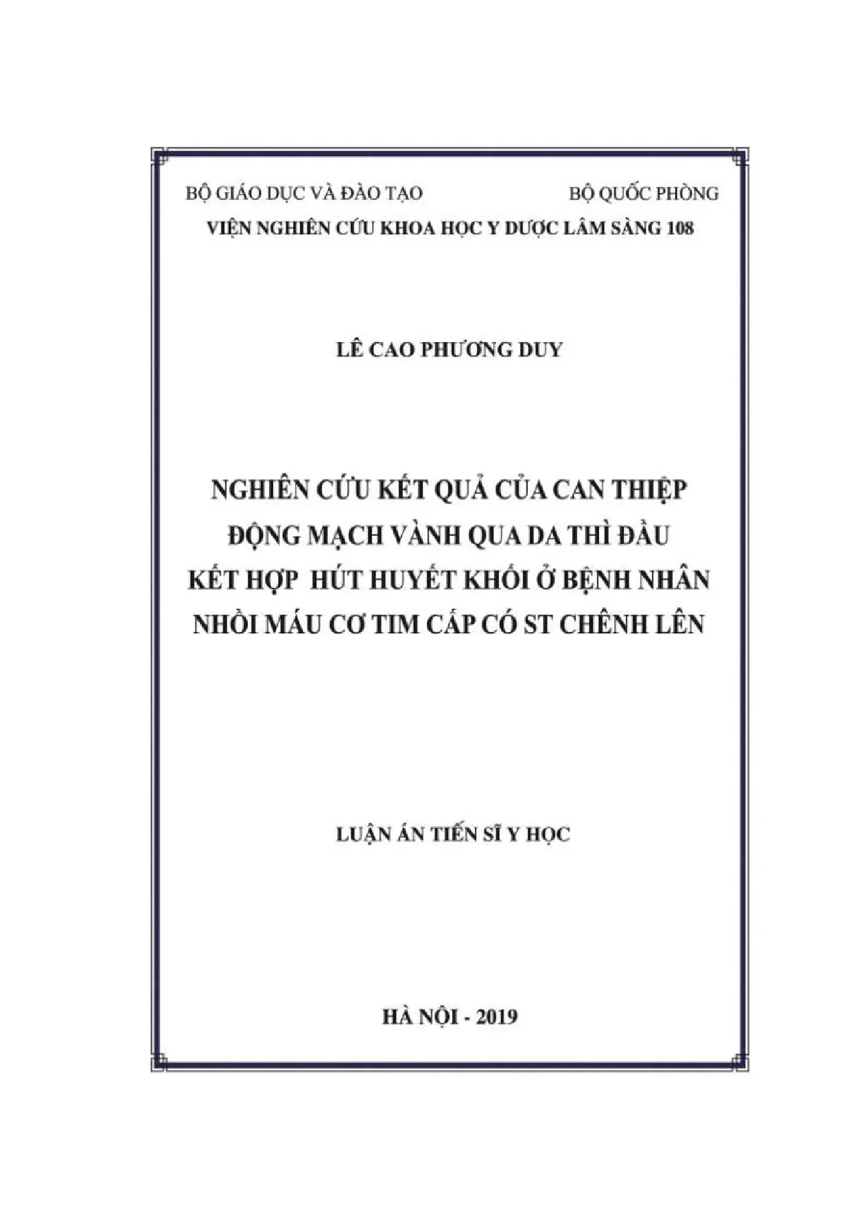 Nghiên cứu kết quả can thiệp mạch vành kết hợp hút huyết khối ở NMCT cấp ST chênh lên
