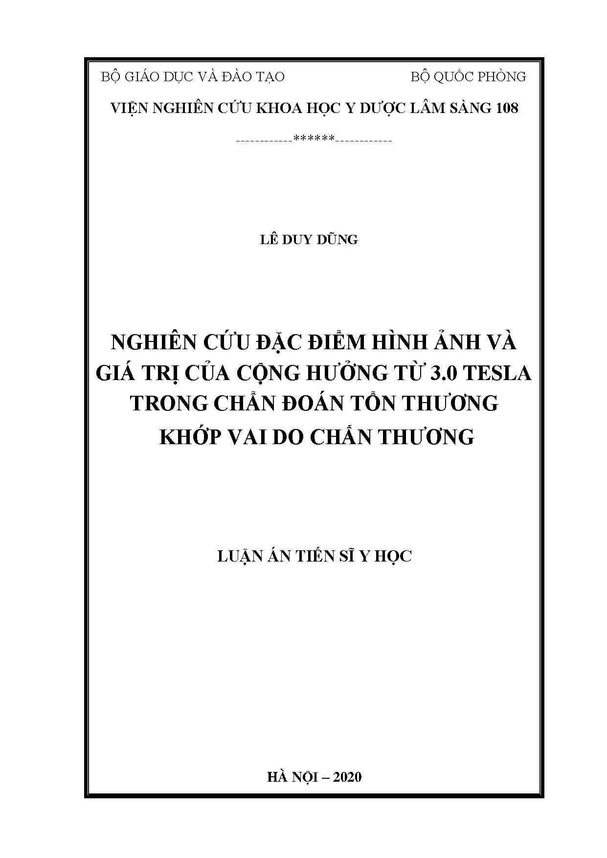 Nghiên cứu đặc điểm hình ảnh cộng hưởng từ 3.0 Tesla khớp vai do chấn thương