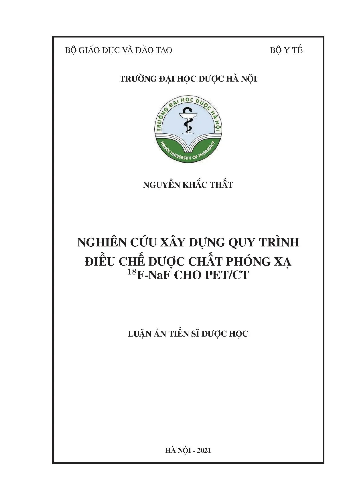 Quy trình điều chế dược chất phóng xạ 18F-NaF cho PET/CT