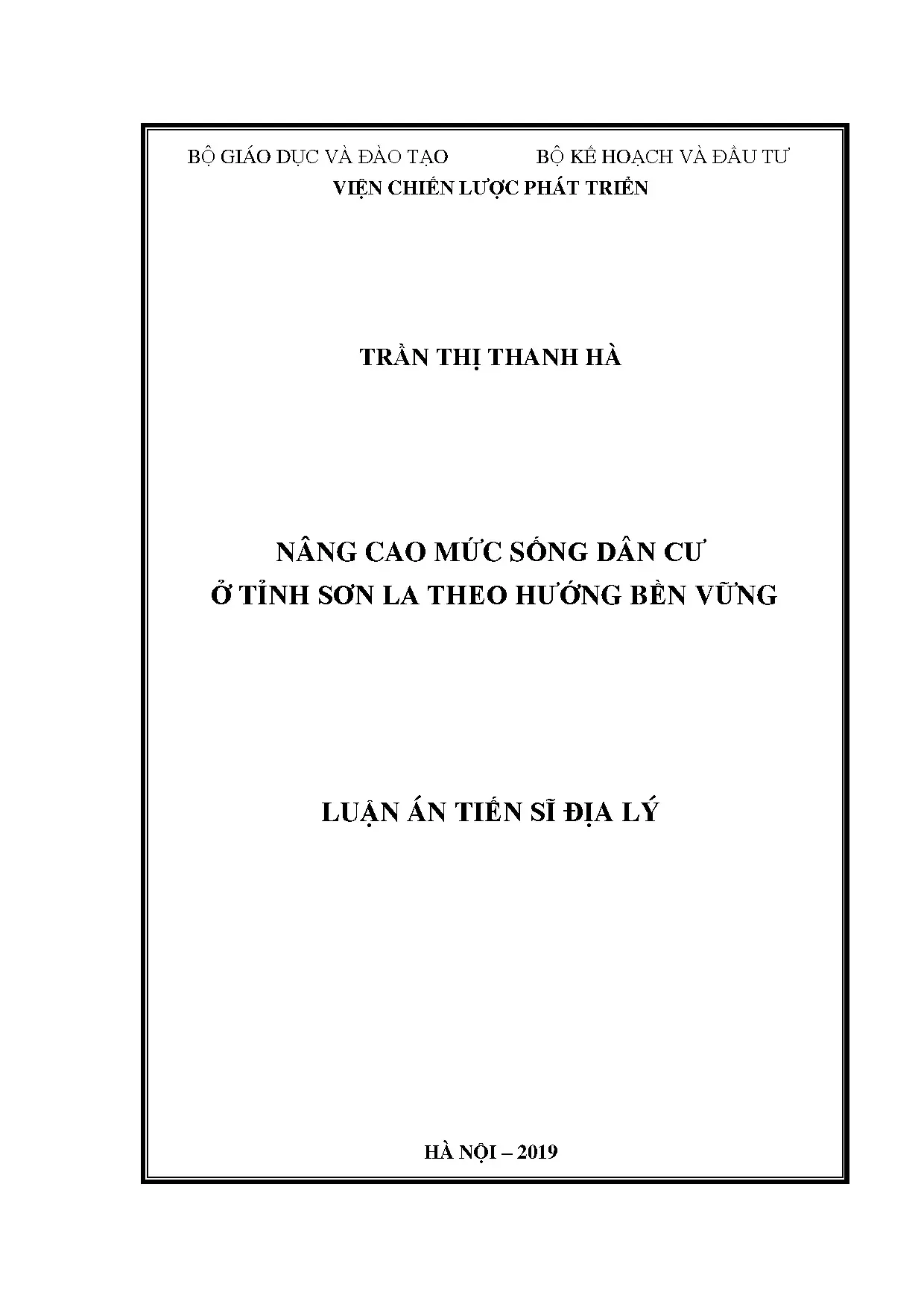 Luận án nâng cao mức sống dân cư Sơn La bền vững