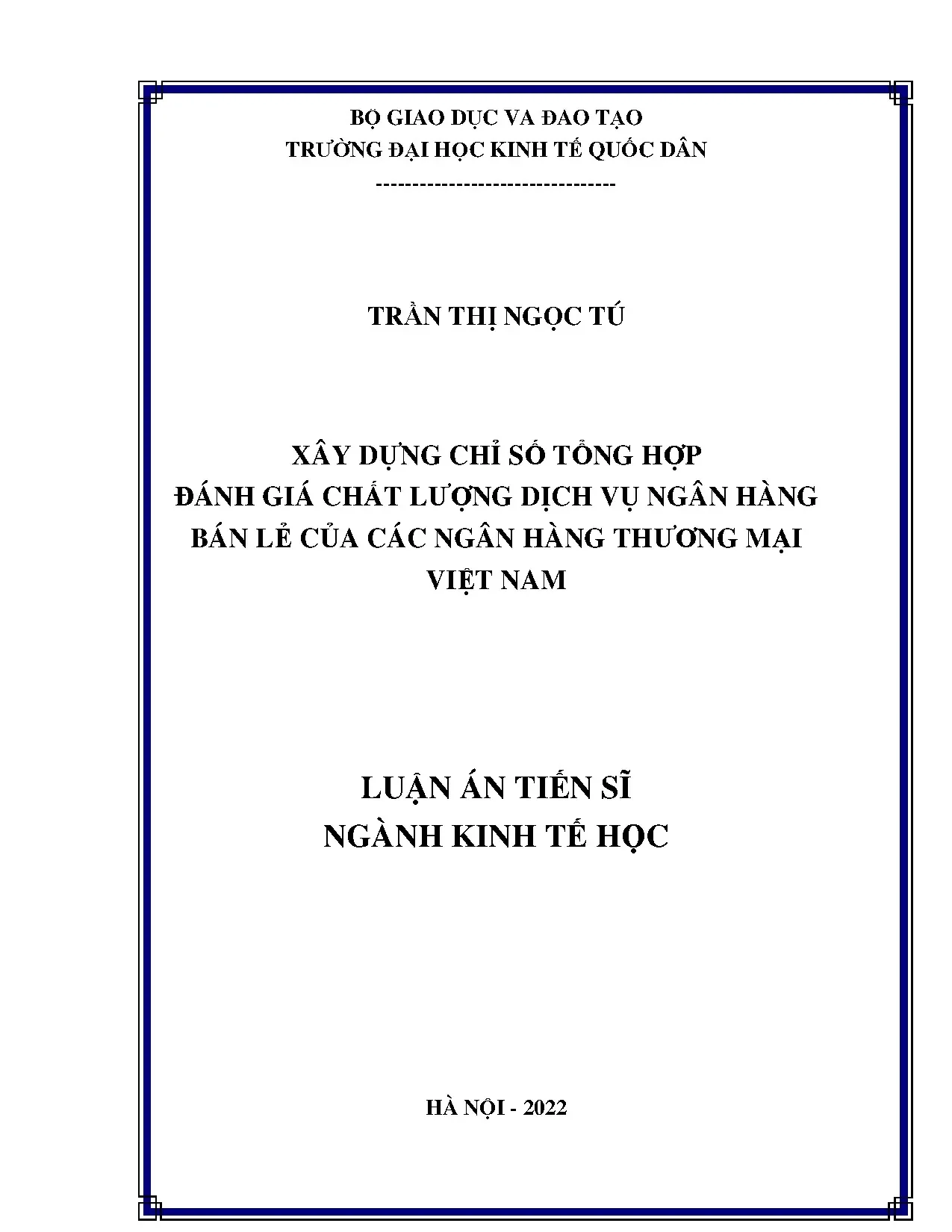 Xây dựng chỉ số đánh giá chất lượng dịch vụ ngân hàng bán lẻ