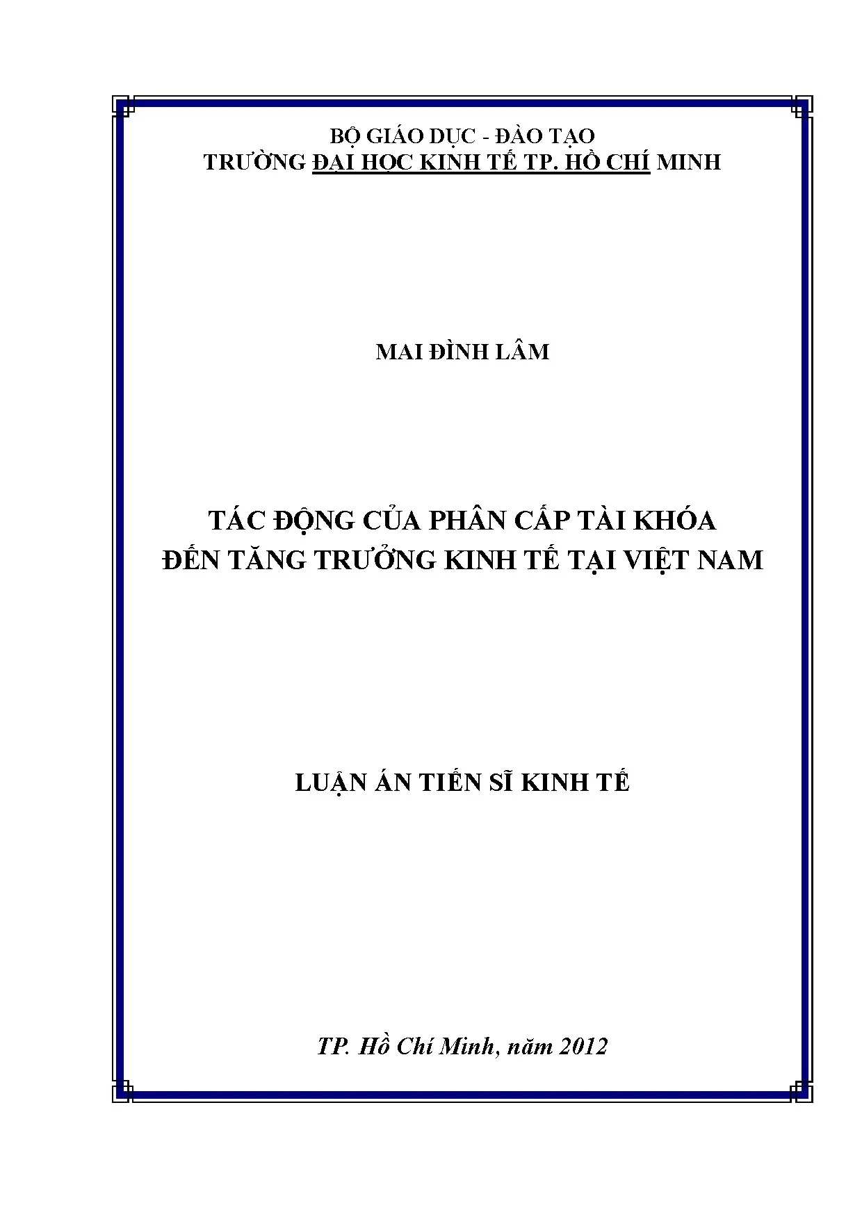 Tác động phân cấp tài khóa đến tăng trưởng kinh tế Việt Nam