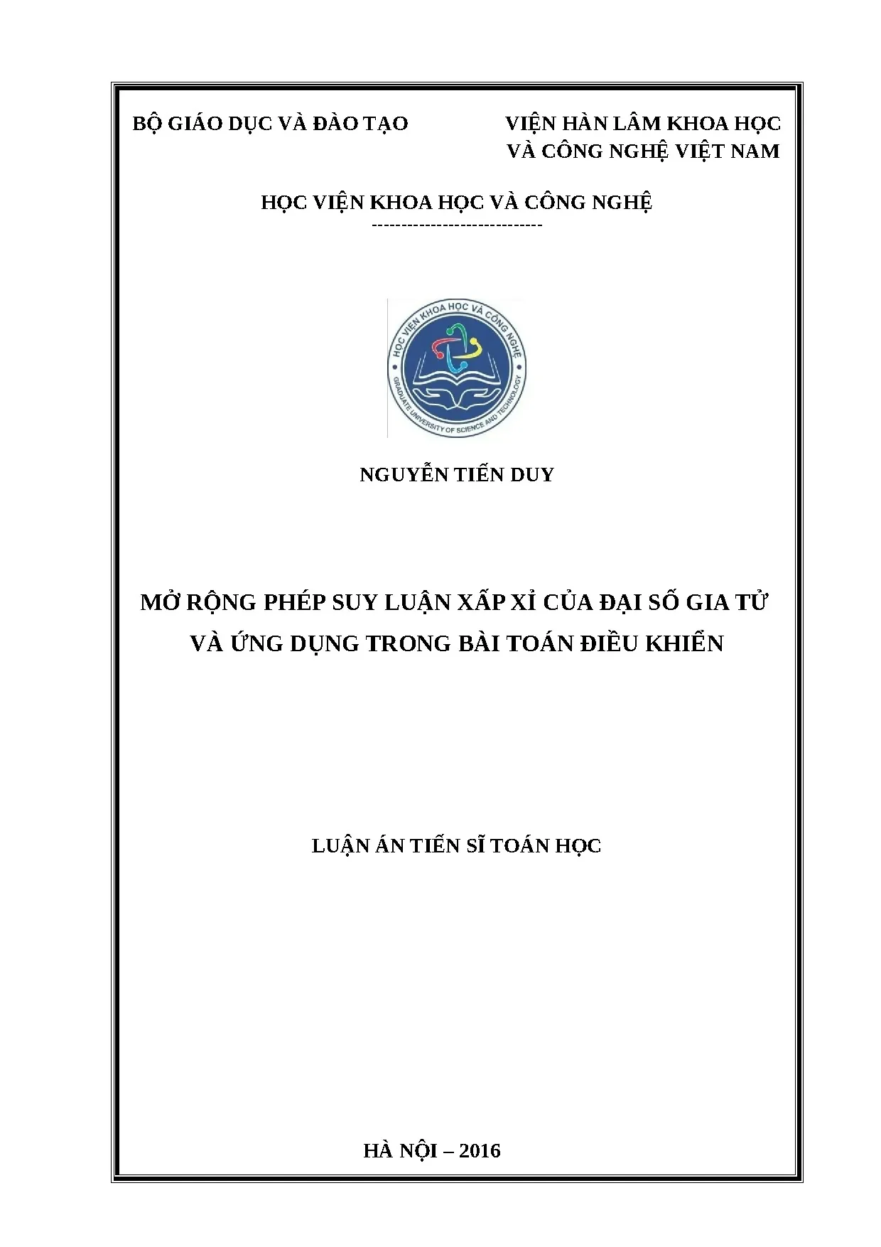 Suy luận xấp xỉ đại số gia tử & ứng dụng điều khiển
