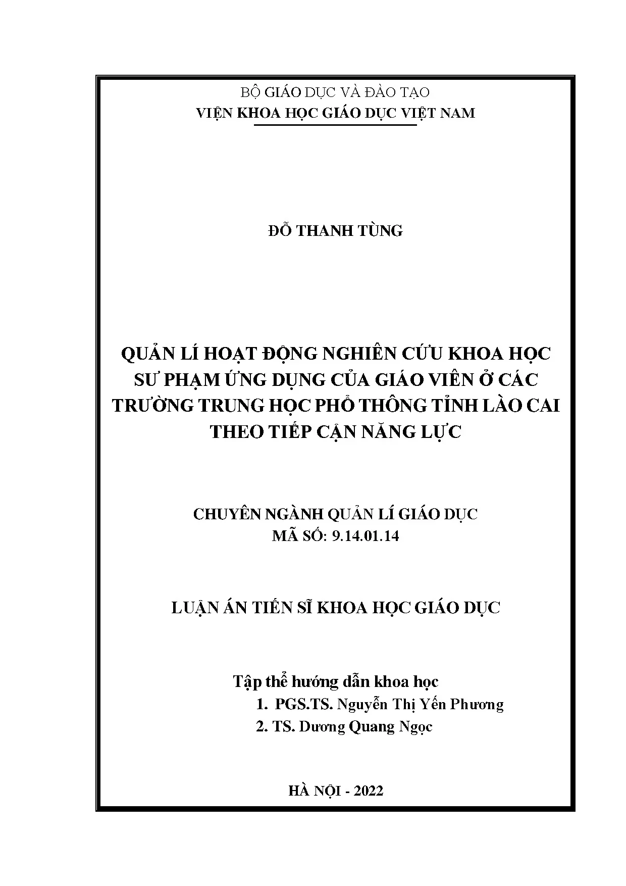 Quản lý NCKH sư phạm ứng dụng THPT Lào Cai