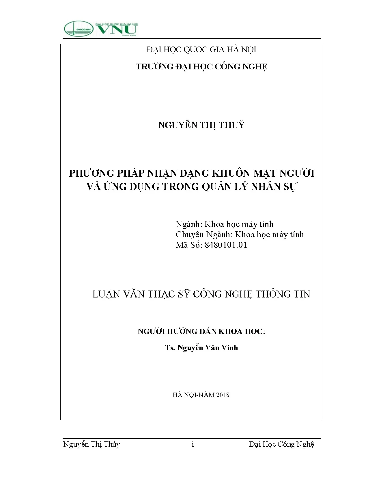 Phương pháp nhận dạng khuôn mặt và ứng dụng quản lý nhân sự