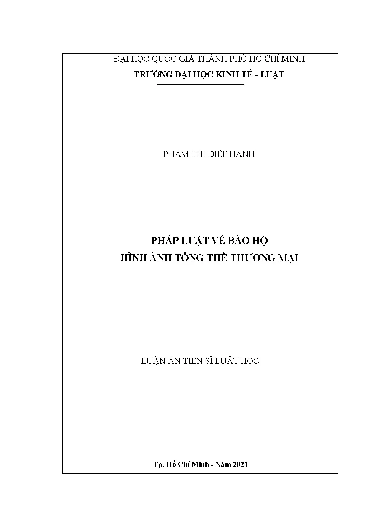 Pháp luật bảo hộ hình ảnh thương mại - Luận án tiến sĩ 2021