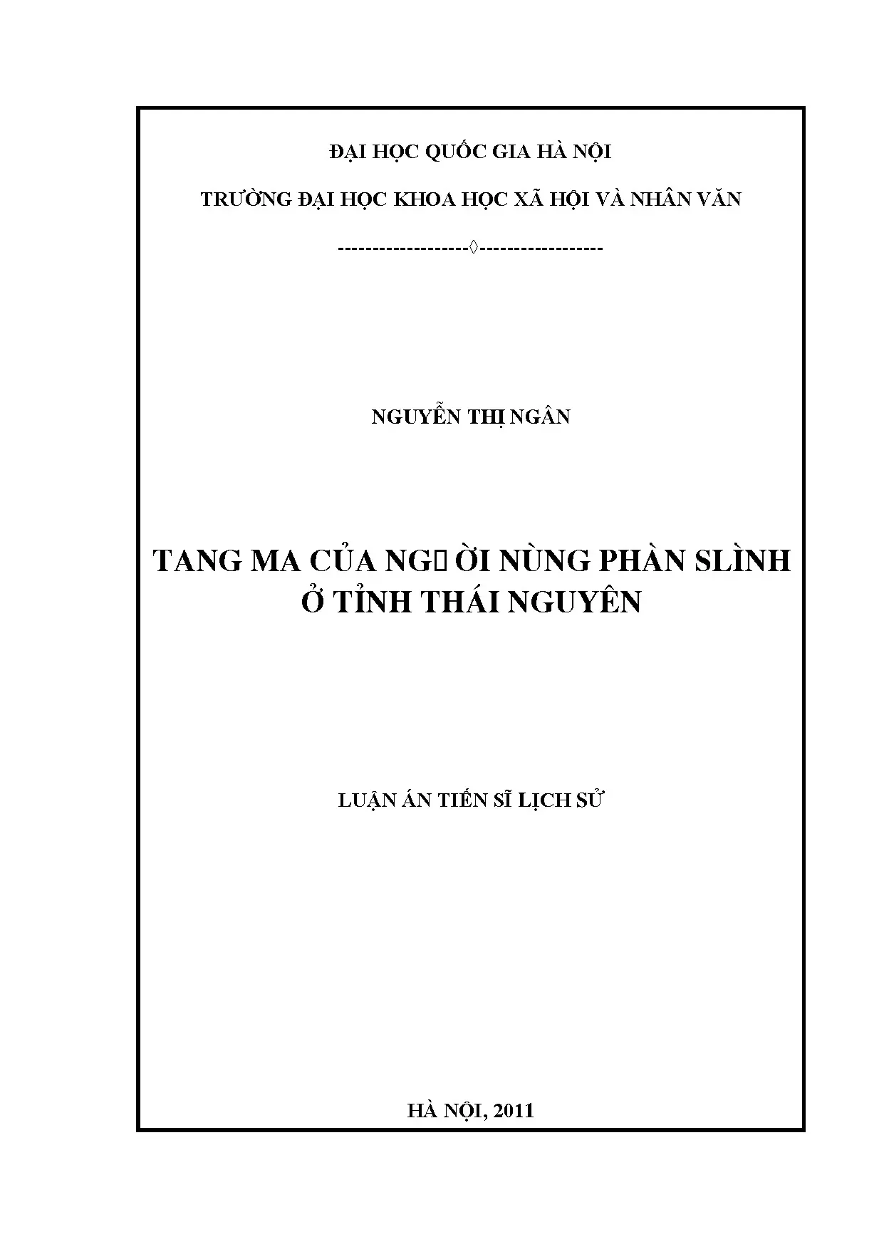 Tang ma người Nùng Phàn Slình Thái Nguyên: Nghiên cứu văn hóa tộc người