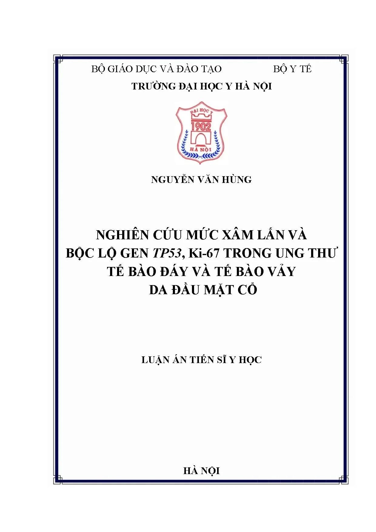 Nghiên cứu TP53 và Ki-67 trong ung thư tế bào đáy/vảy da đầu cổ