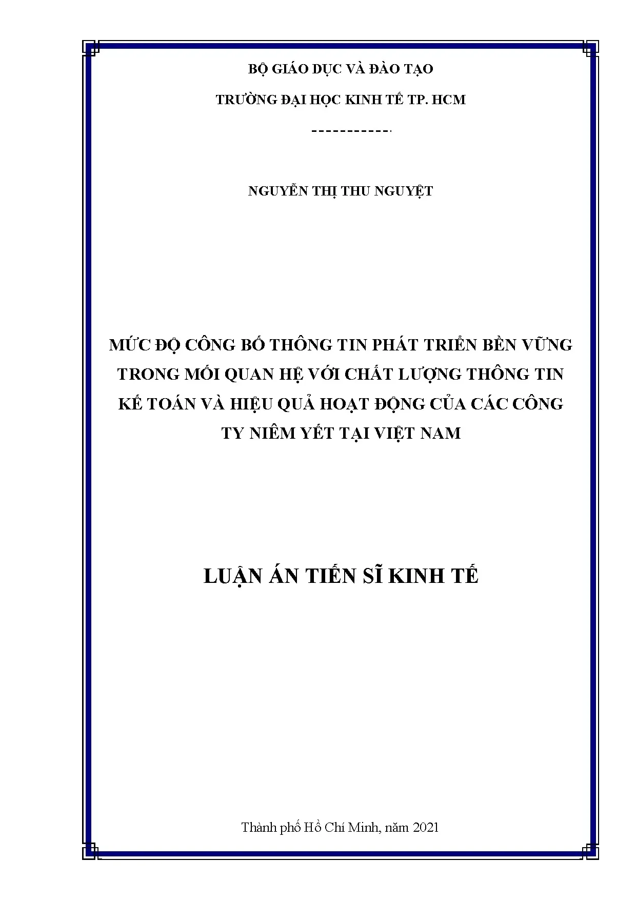 Mức độ công bố thông tin phát triển bền vững và hiệu quả hoạt động