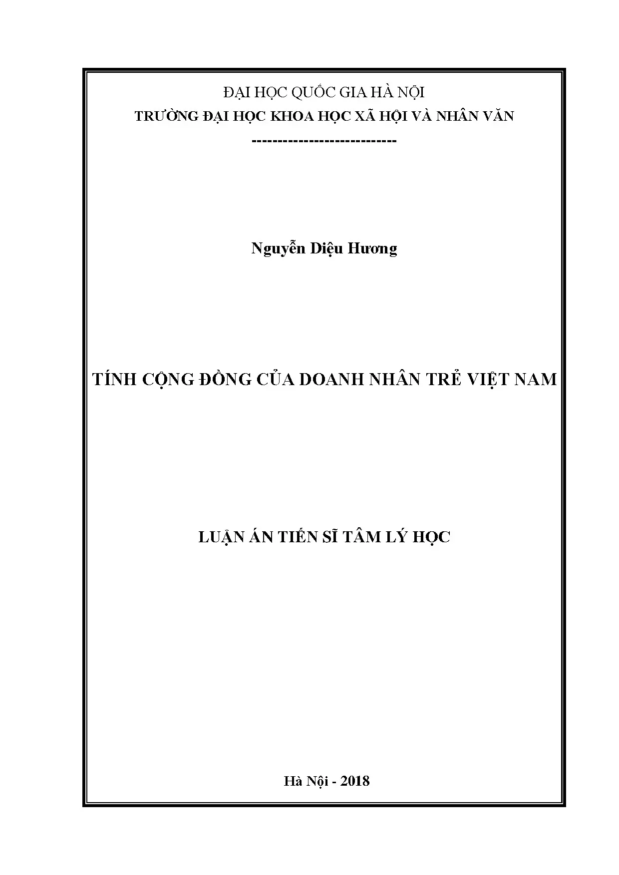 Luận án tiến sĩ tính cộng đồng của doanh nhân trẻ Việt Nam