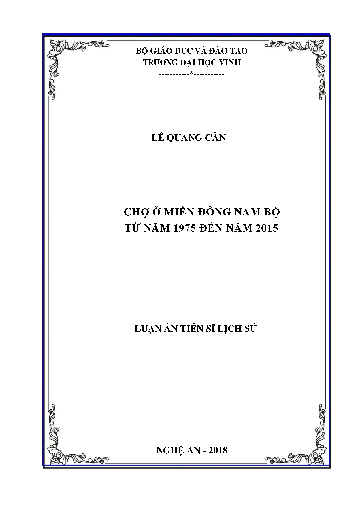 Luận án tiến sĩ: Chợ miền Đông Nam Bộ (1975-2010)