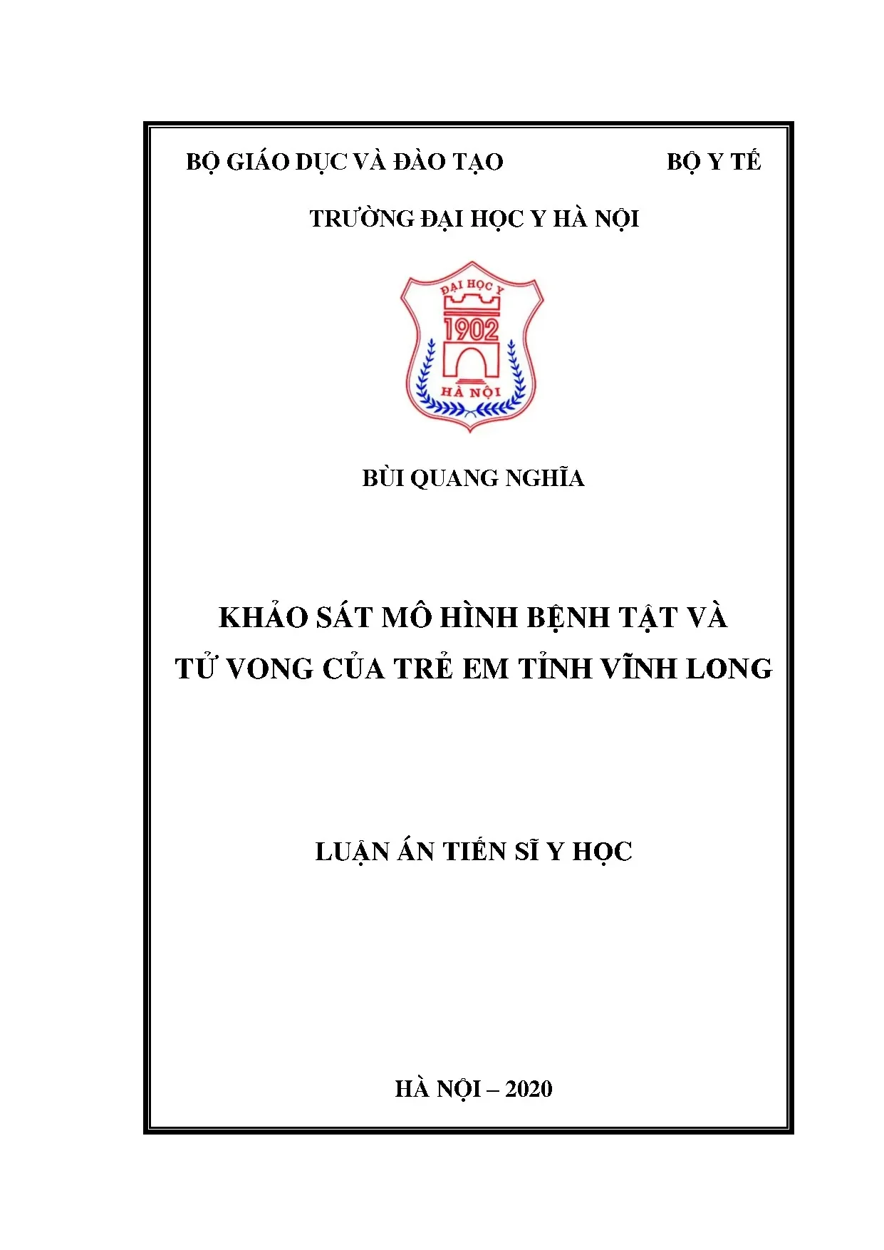 Khảo sát mô hình bệnh tật tử vong trẻ em tỉnh Vĩnh Long 2010-2014