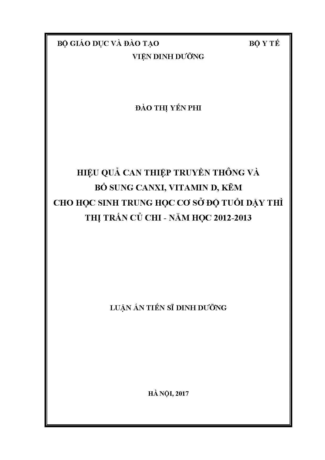 Hiệu quả can thiệp bổ sung canxi, vitamin D, kẽm cho học sinh tuổi dậy thì