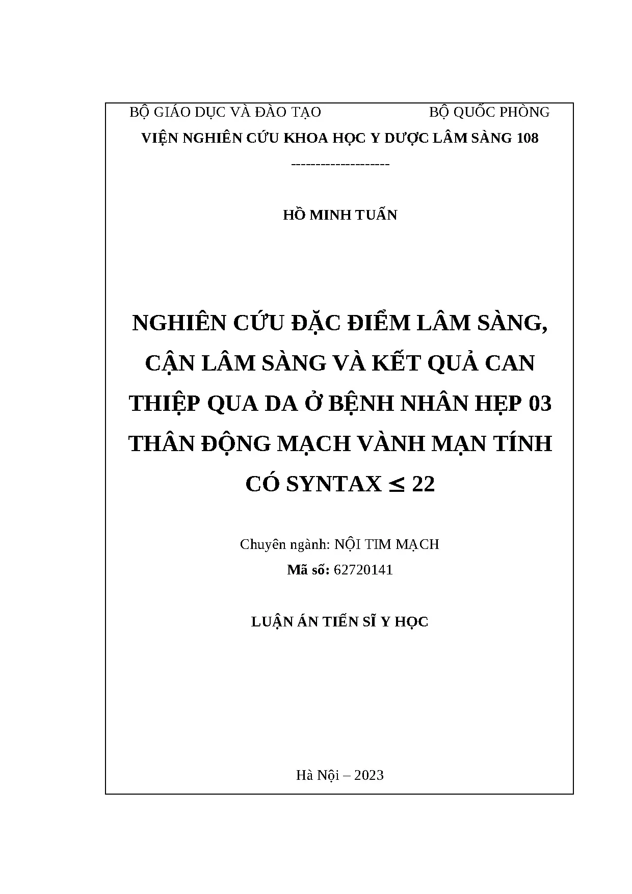 Nghiên cứu đặc điểm lâm sàng cận lâm sàng can thiệp qua da bệnh nhân hẹp 3 thân ĐMV