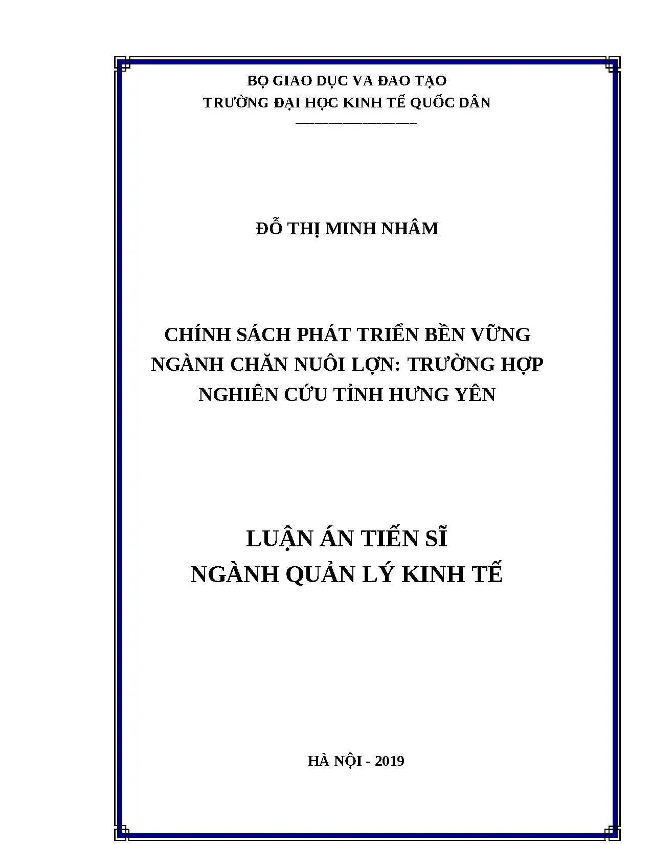 Chính sách phát triển bền vững ngành chăn nuôi lợn tại Hưng Yên
