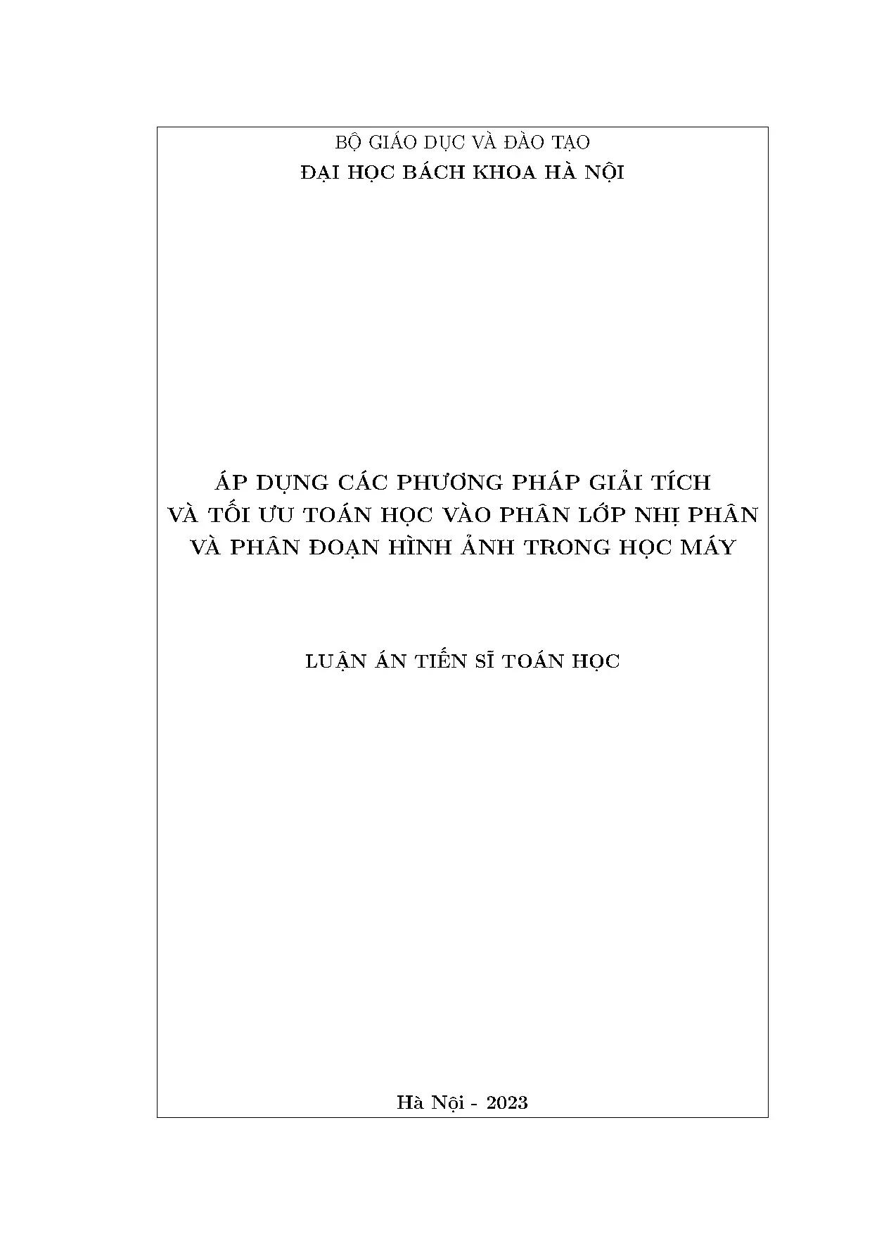 Giải tích & Tối ưu cho Phân lớp, Phân đoạn Ảnh Học Máy