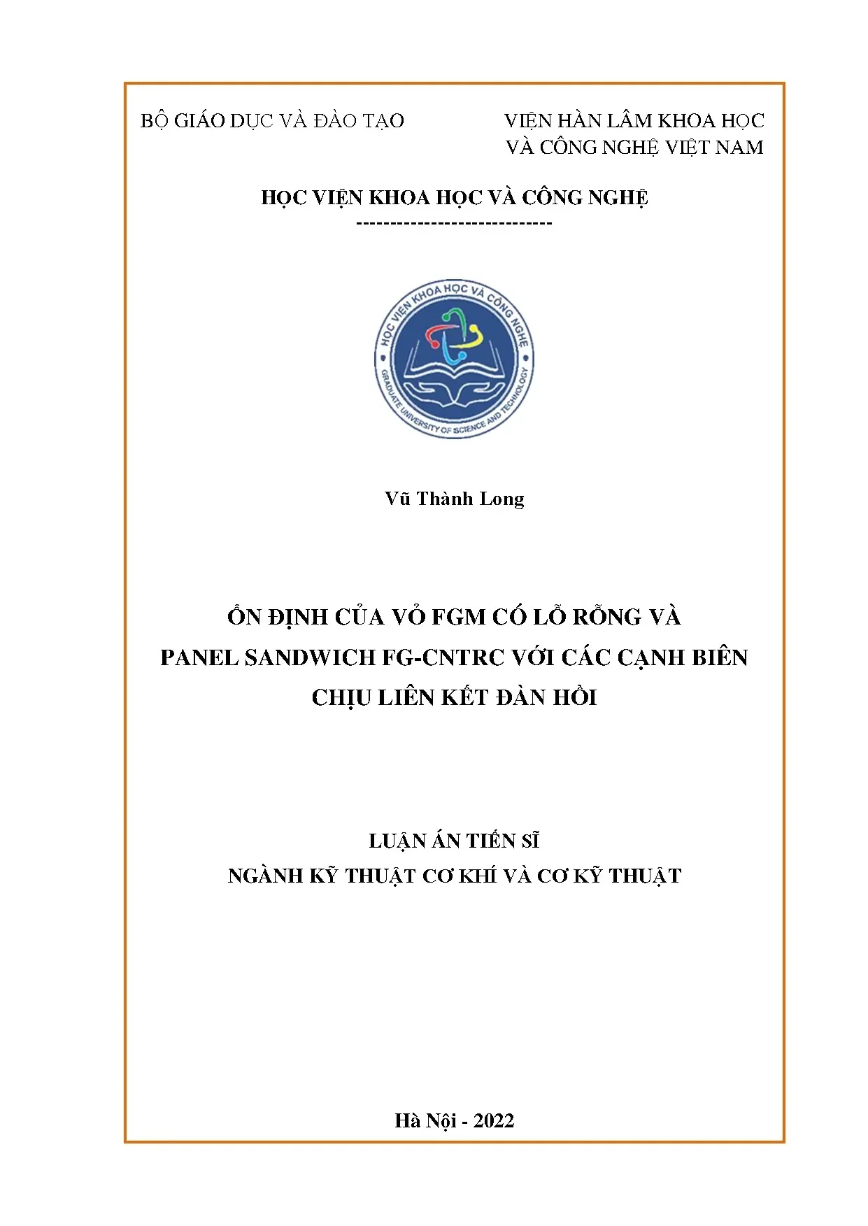 Ổn định vỏ FGM lỗ rỗng & panel sandwich FG-CNTRC chịu liên kết đàn hồi