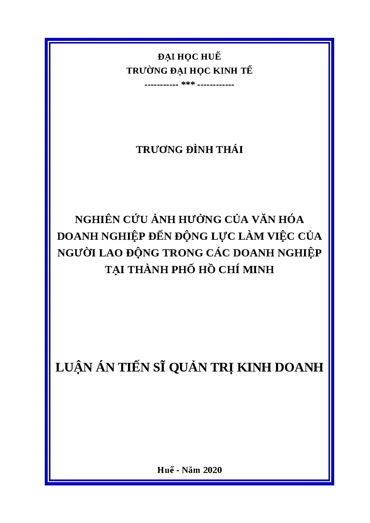 Văn hóa doanh nghiệp tác động đến động lực làm việc tại TP. HCM