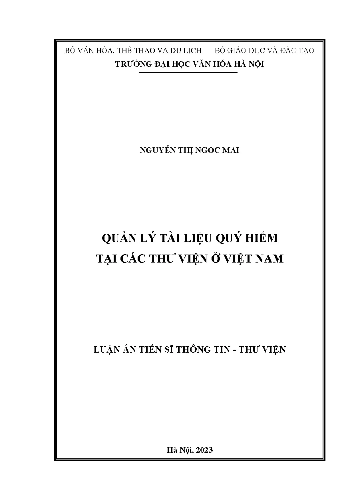 Quản lý tài liệu quý hiếm tại thư viện Việt Nam - Luận án tiến sĩ