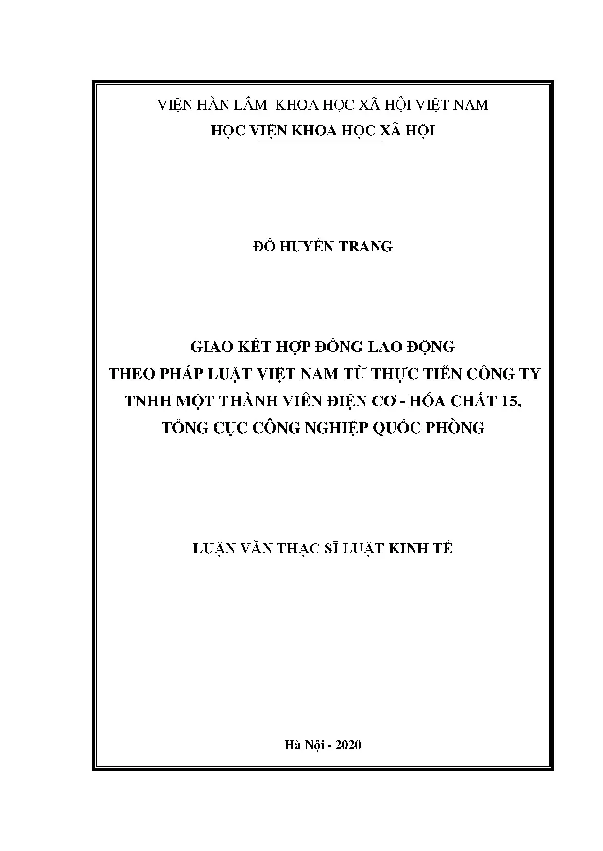 Luận án giao kết hợp đồng lao động theo pháp luật Việt Nam