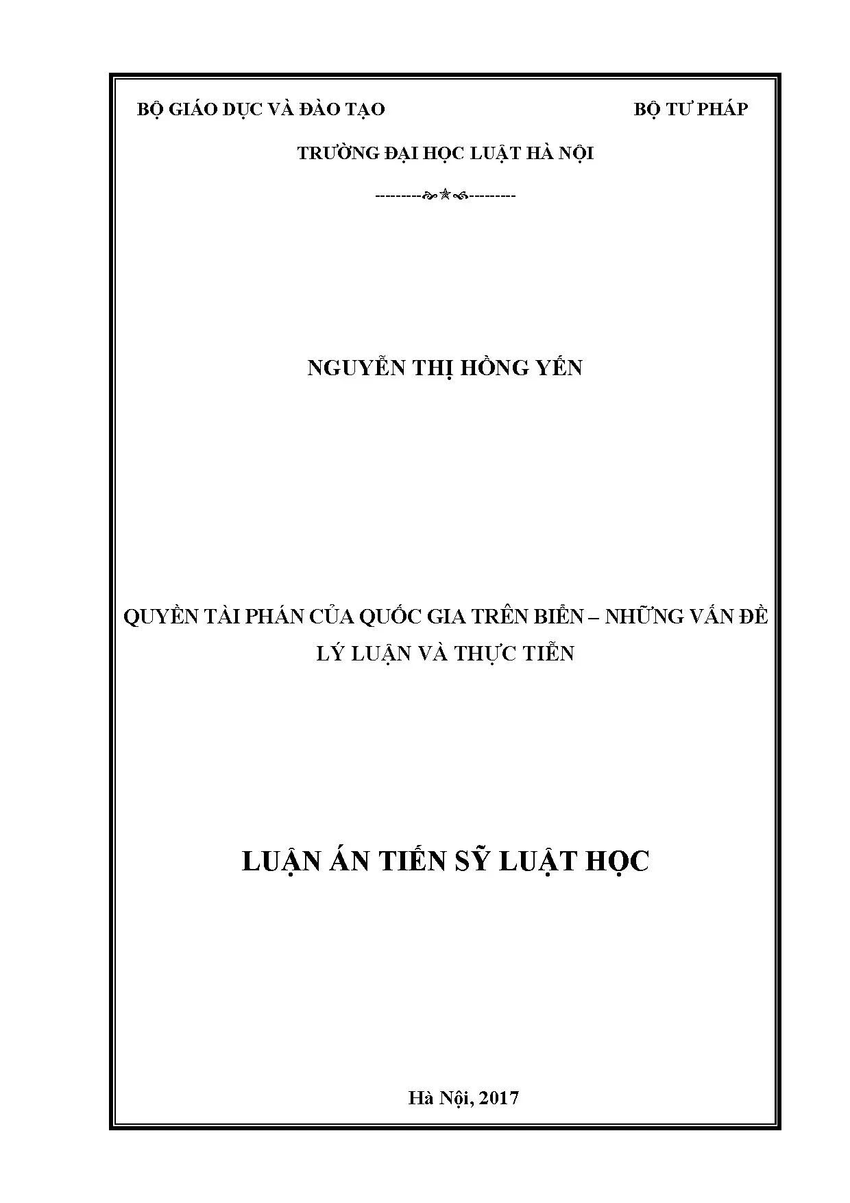 Luận án tiến sĩ: Quyền tài phán quốc gia trên biển - Lý luận và thực tiễn