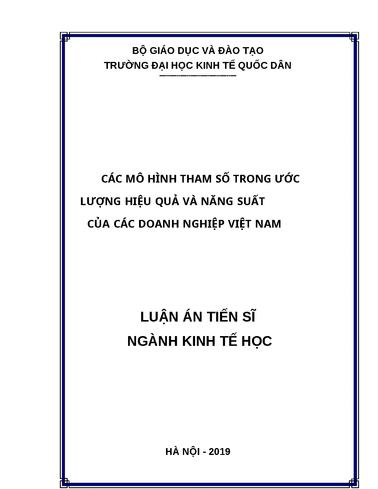 Mô hình tham số ước lượng hiệu quả doanh nghiệp Việt Nam
