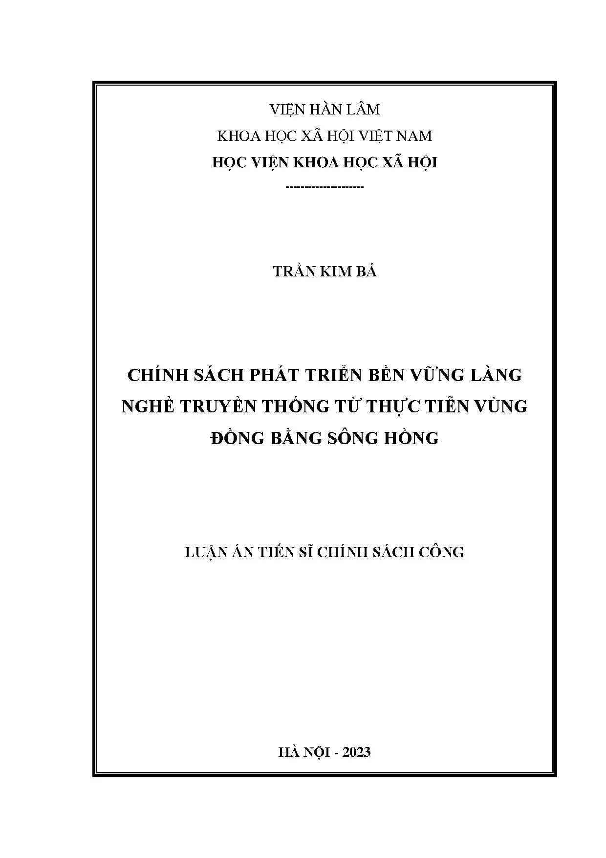 Chính sách phát triển bền vững làng nghề truyền thống