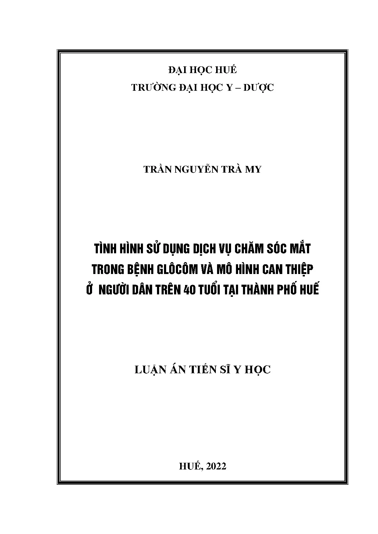 Dịch vụ chăm sóc mắt trong bệnh glôcôm: mô hình can thiệp