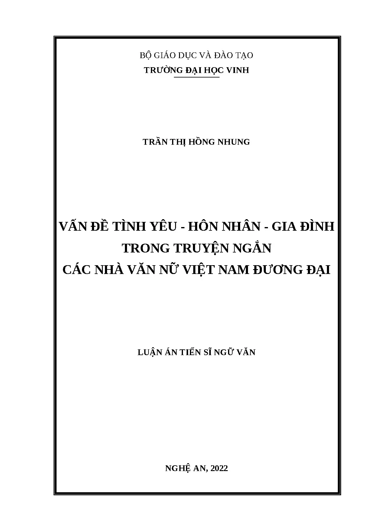 Tình yêu, hôn nhân, gia đình trong truyện ngắn nữ Việt Nam