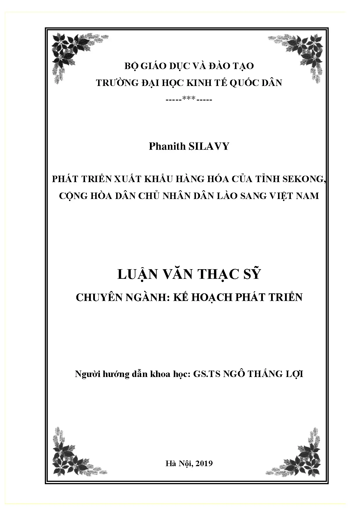 Phát triển xuất khẩu hàng hóa của tỉnh Sekong, Lào sang Việt Nam