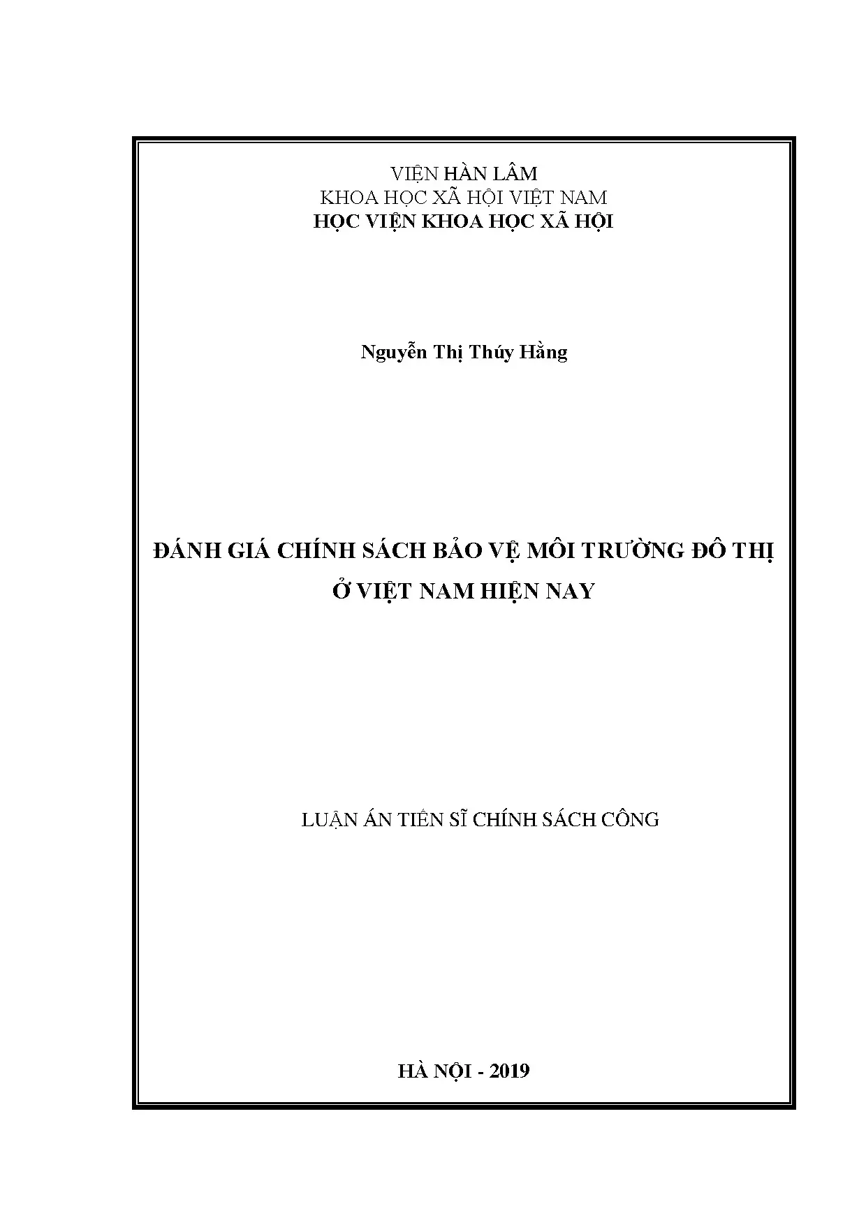 Đánh giá chính sách môi trường đô thị Việt Nam