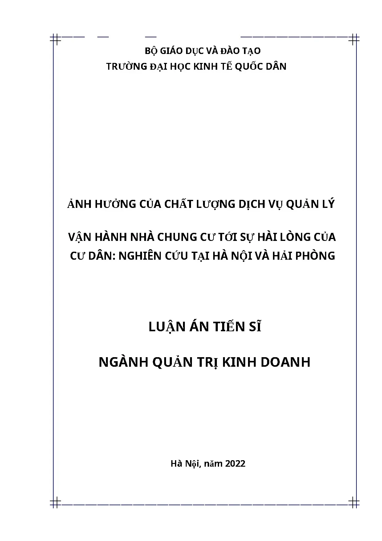 Ảnh hưởng chất lượng dịch vụ quản lý nhà chung cư đến hài lòng cư dân