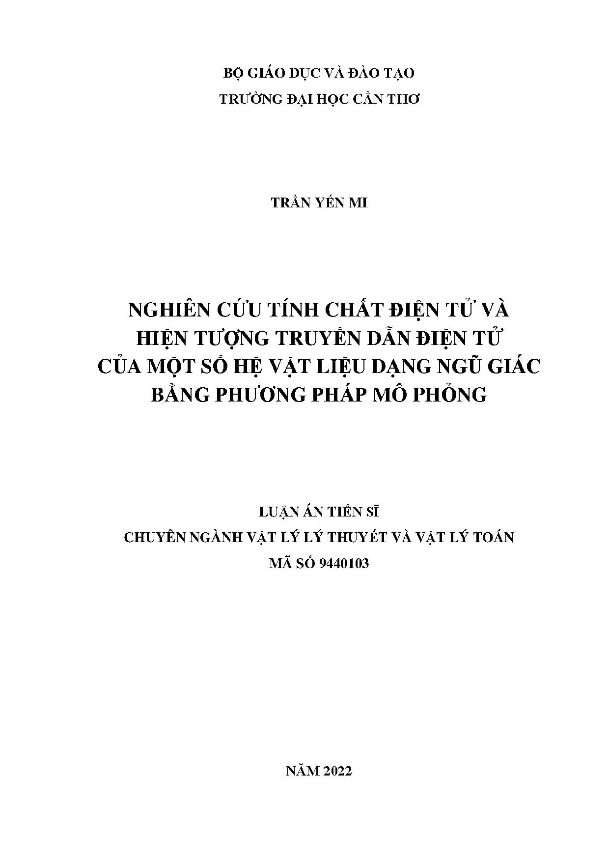 Nghiên cứu tính chất điện tử vật liệu dạng ngũ giác bằng mô phỏng
