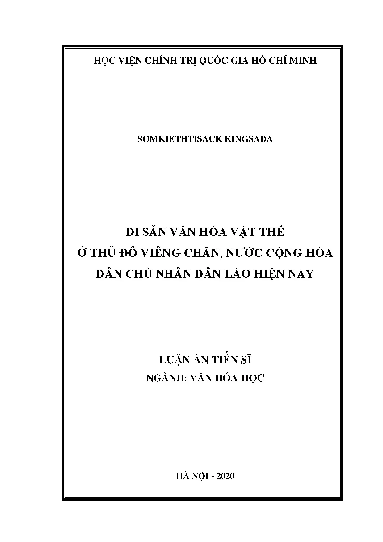 Luận án tiến sĩ di sản văn hóa vật thể thủ đô Viêng Chăn Lào