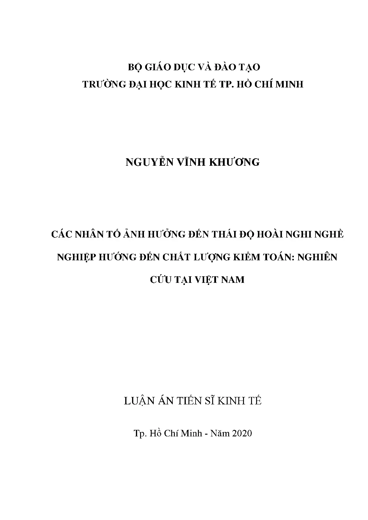 Hoài nghi nghề nghiệp & chất lượng kiểm toán tại Việt Nam