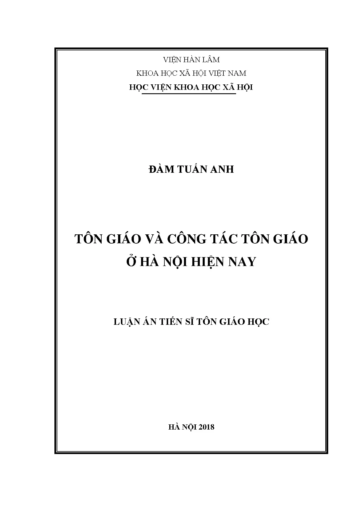 Luận án Tôn giáo học: Tôn giáo và công tác tôn giáo ở Hà Nội