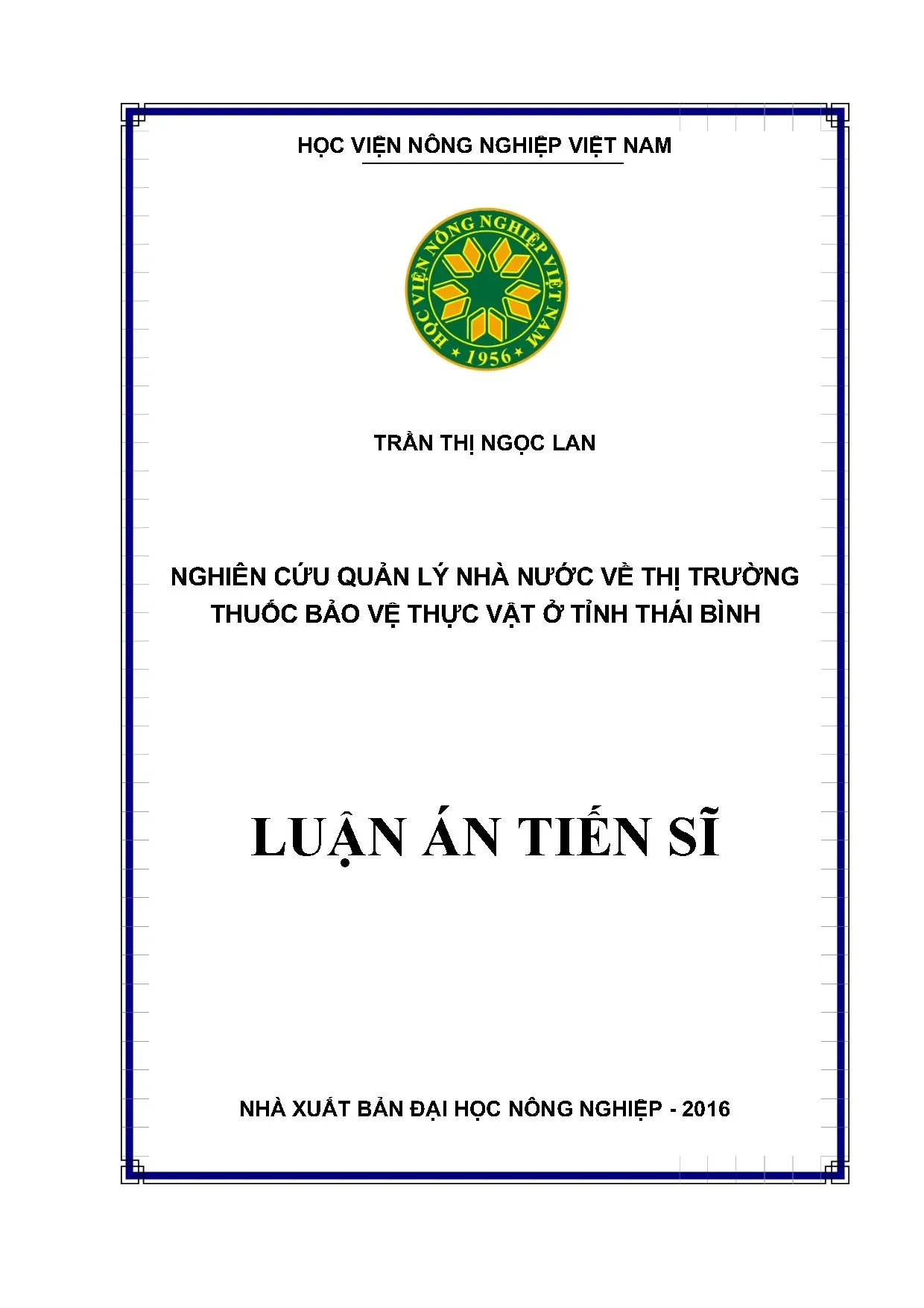 Quản lý nhà nước thị trường thuốc bảo vệ thực vật tỉnh Thái Bình