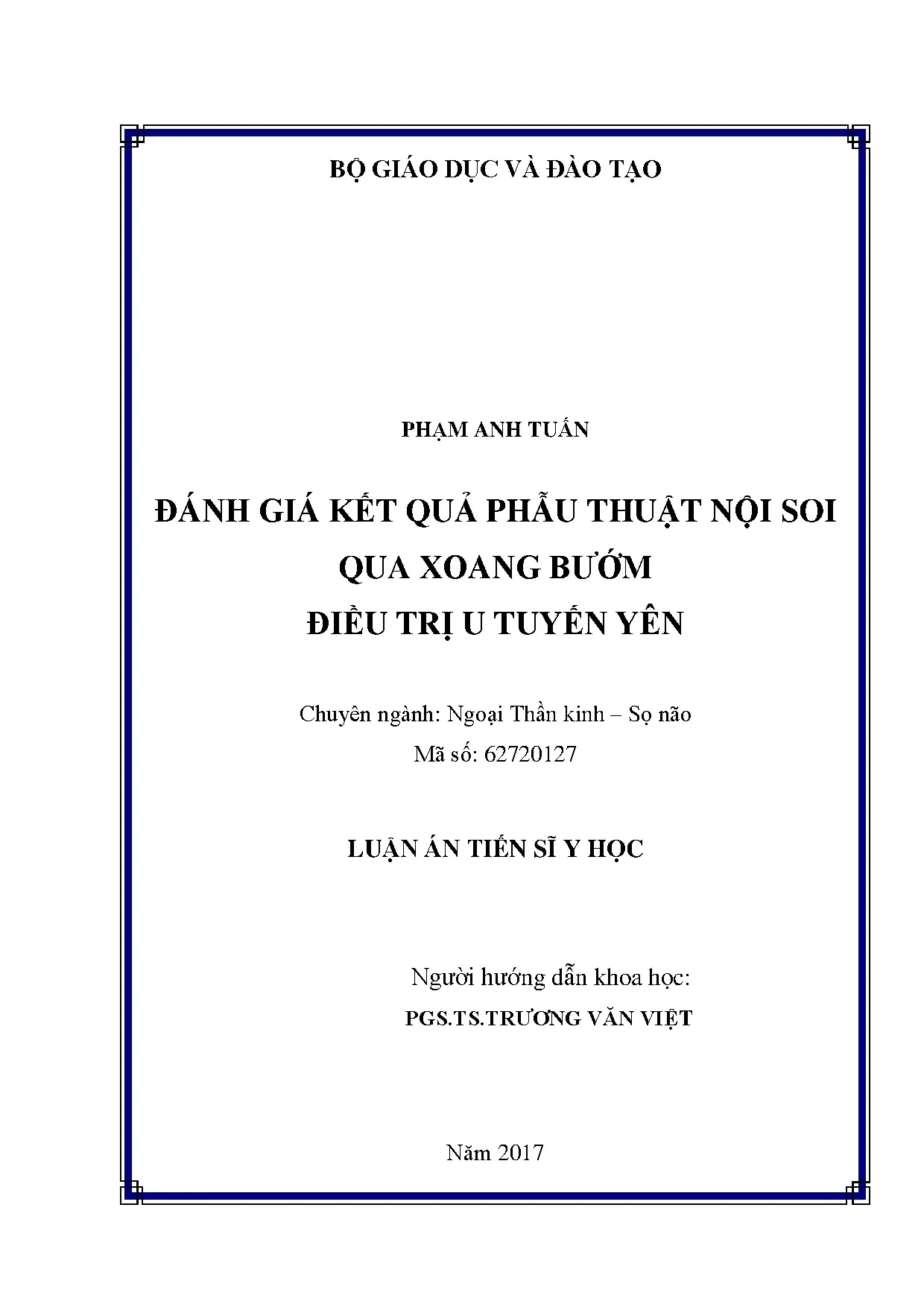 Phẫu thuật nội soi xoang bướm điều trị u tuyến yên: Đánh giá kết quả