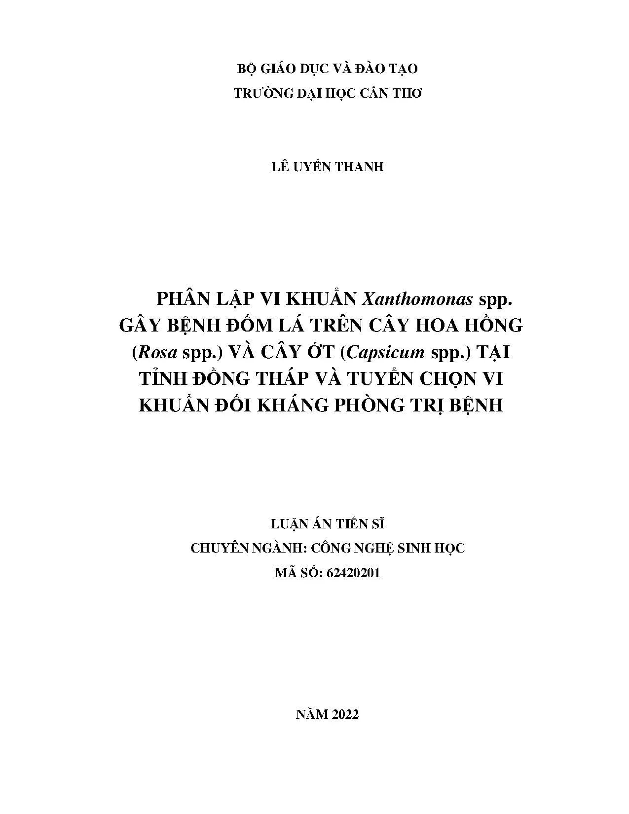 Phân lập vi khuẩn Xanthomonas spp gây bệnh đốm lá trên cây hoa hồng và ớt