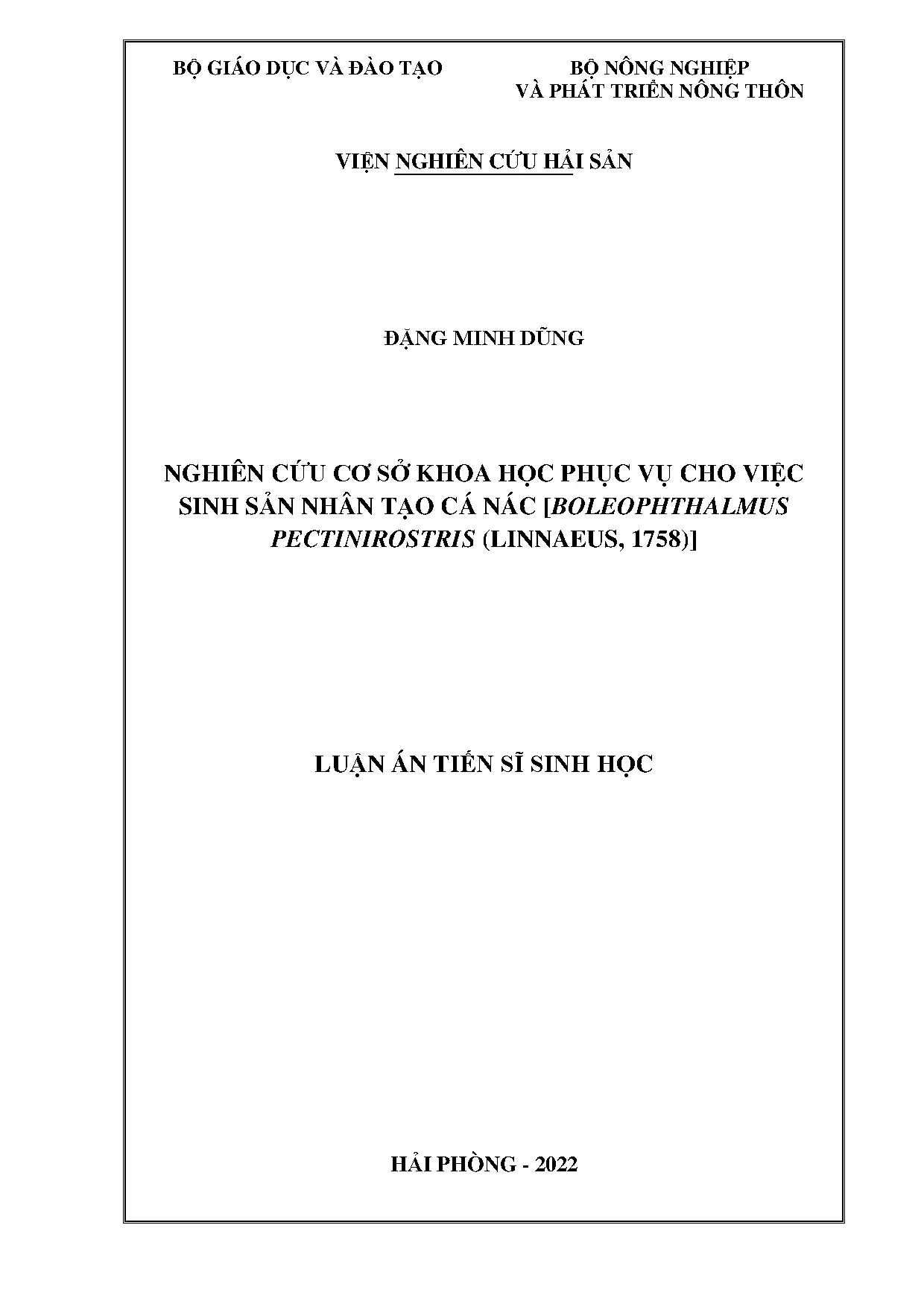 Sinh sản nhân tạo cá nác: Nghiên cứu khoa học cơ sở
