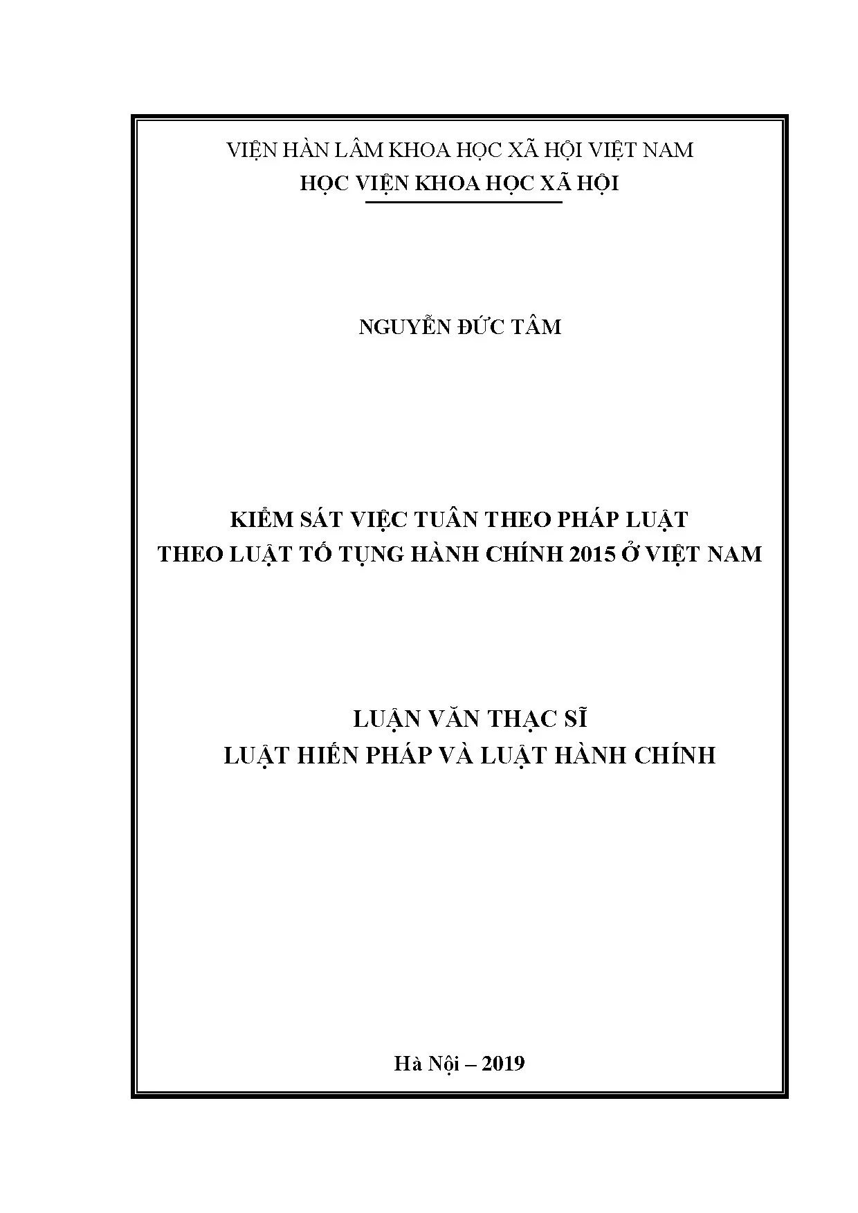 Luận án tiến sĩ kiểm sát tuân thủ pháp luật tố tụng hành chính 2015