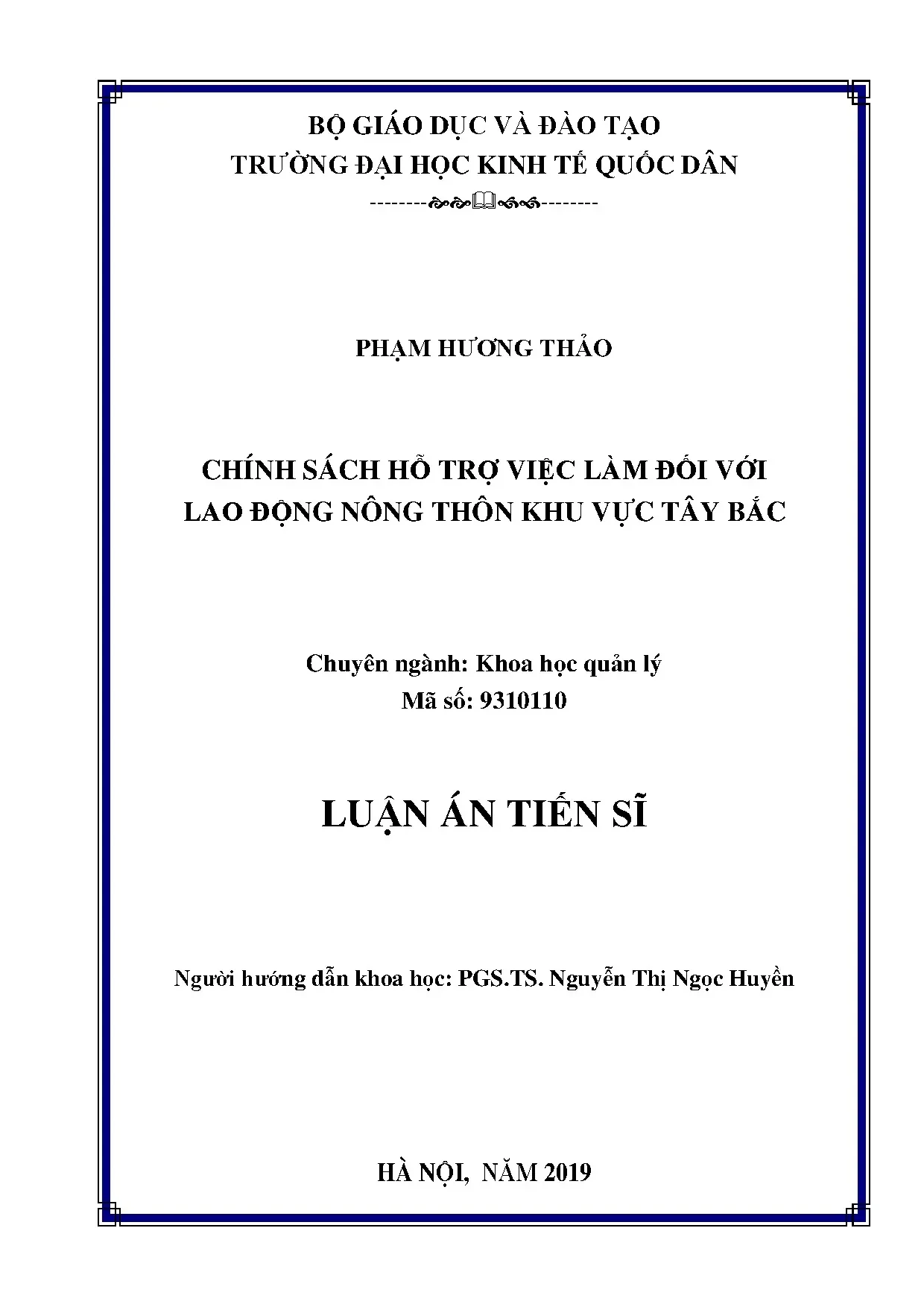 Luận án chính sách hỗ trợ việc làm đối với lao động nông thô