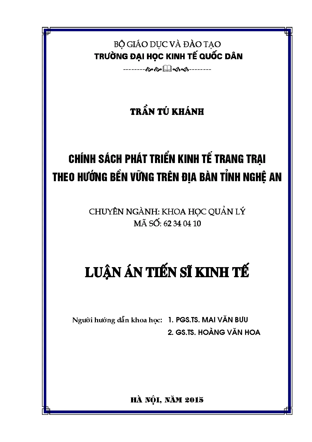 Chính sách phát triển kinh tế trang trại bền vững tỉnh Nghệ An