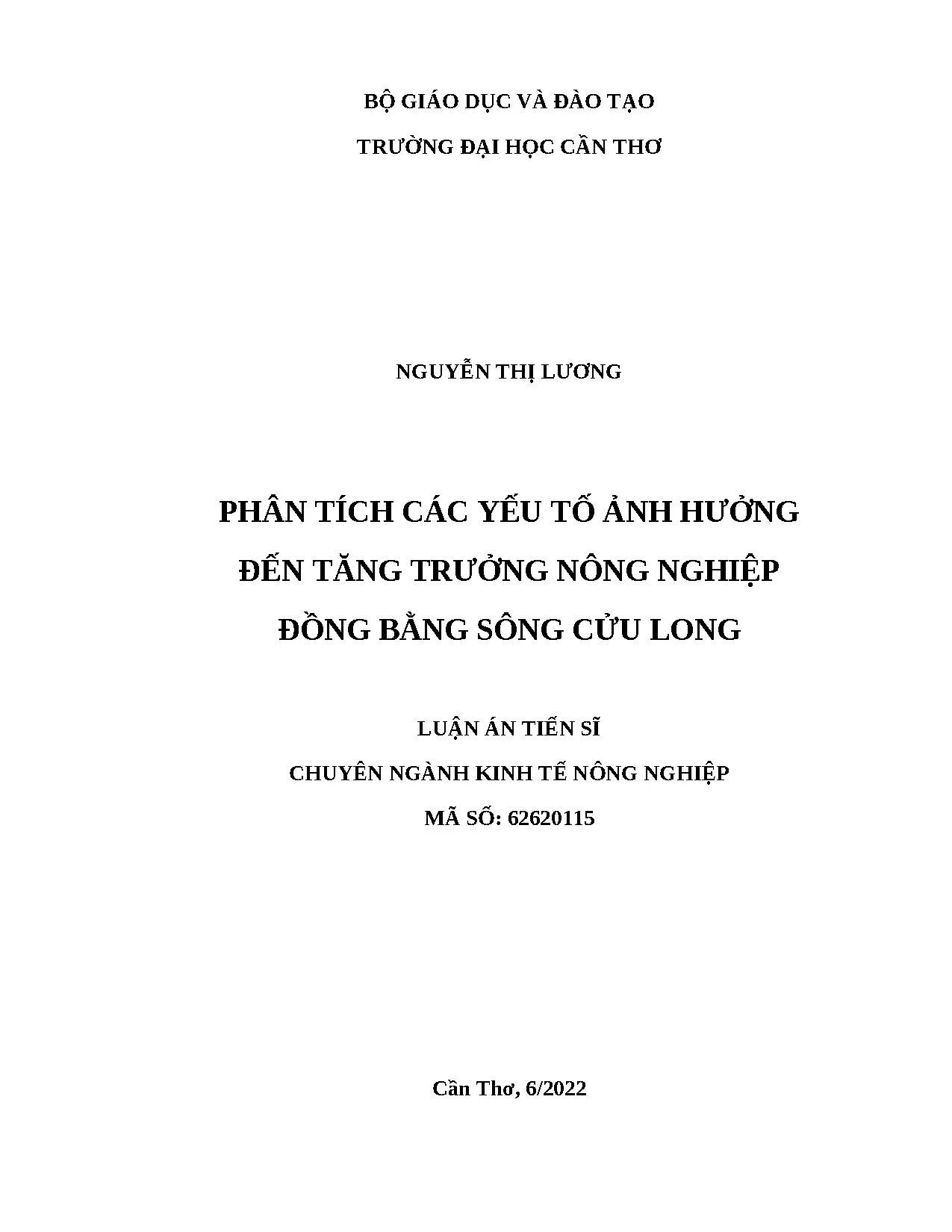Yếu tố ảnh hưởng tăng trưởng nông nghiệp Đồng bằng sông Cửu Long