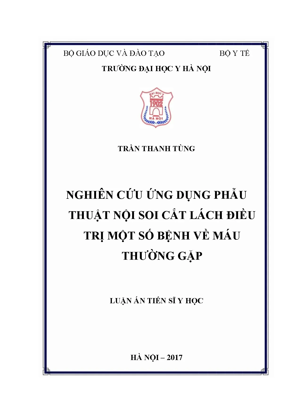 Phẫu thuật nội soi cắt lách điều trị bệnh máu