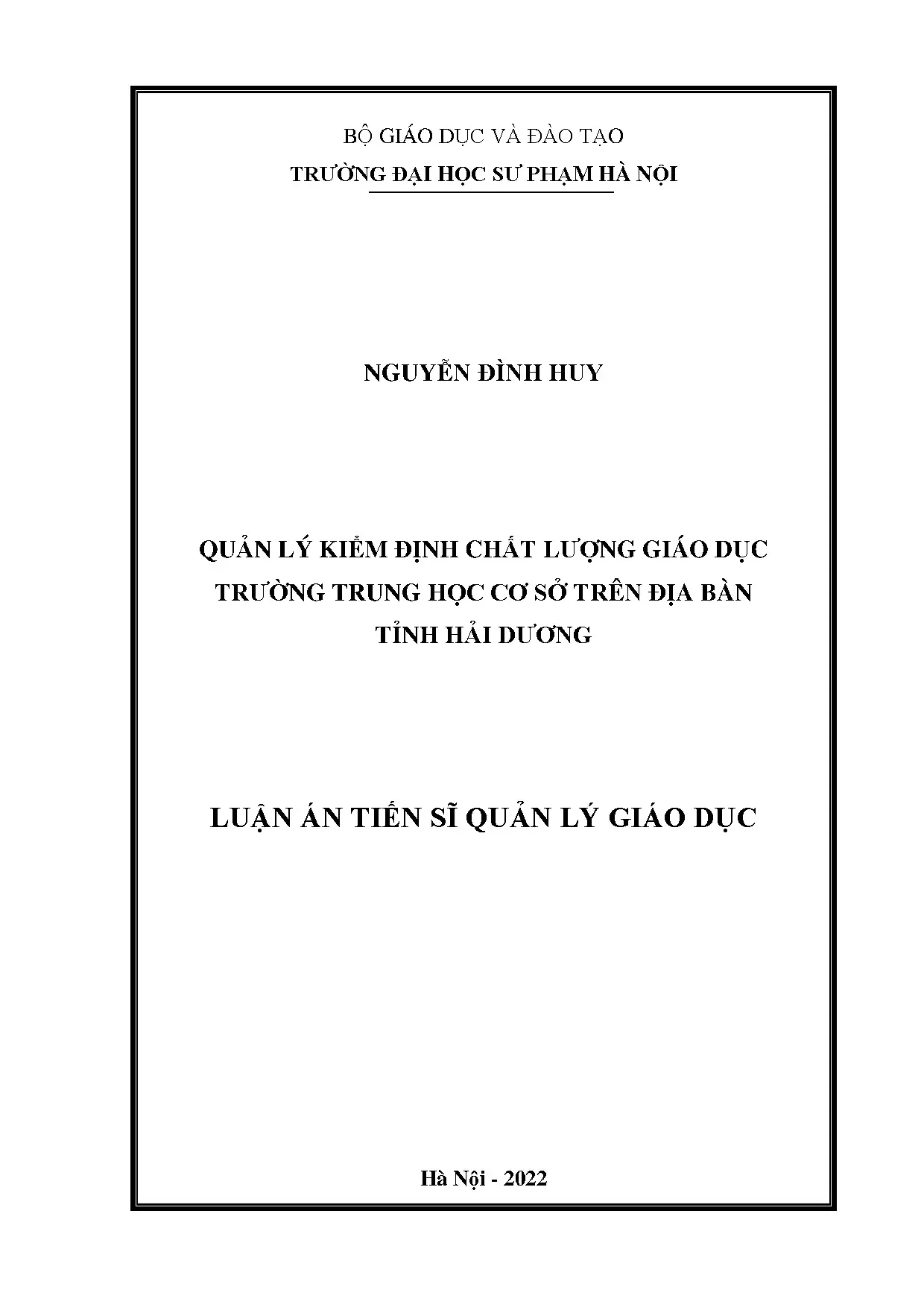 Quản lý kiểm định chất lượng giáo dục THCS tại Hải Dương
