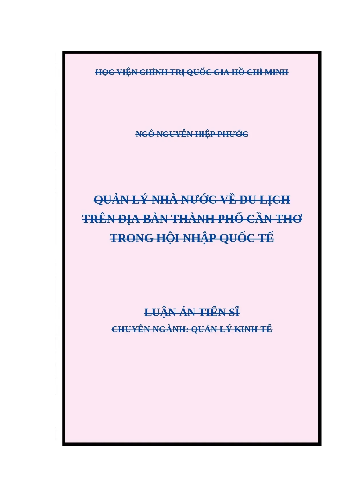 Quản lý nhà nước về du lịch Cần Thơ trong hội nhập quốc tế