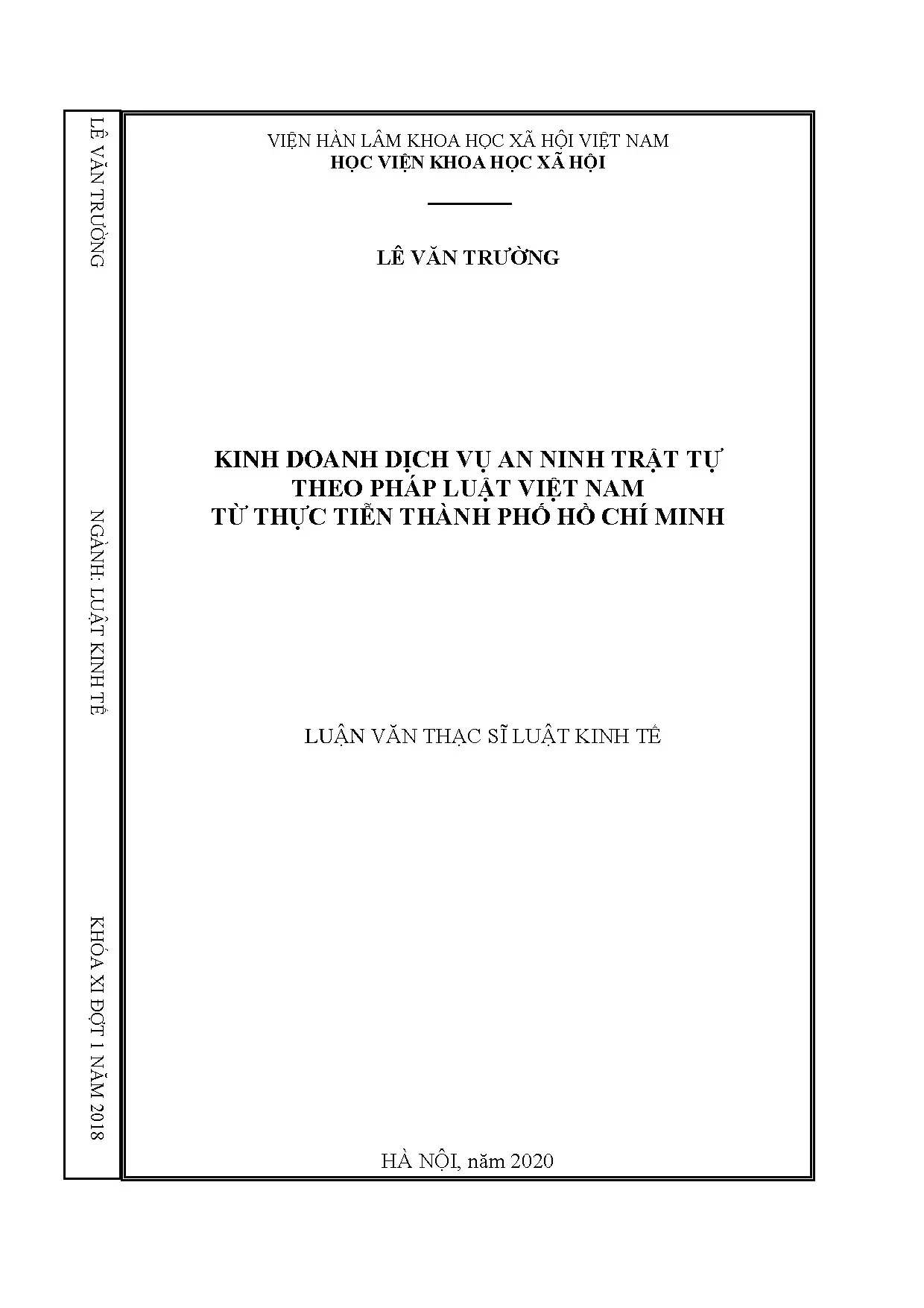 Luận án tiến sĩ kinh doanh dịch vụ an ninh trật tự theo pháp luật